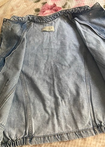 Dilvin Düğmeli Mavi Kadın Denim Ceket