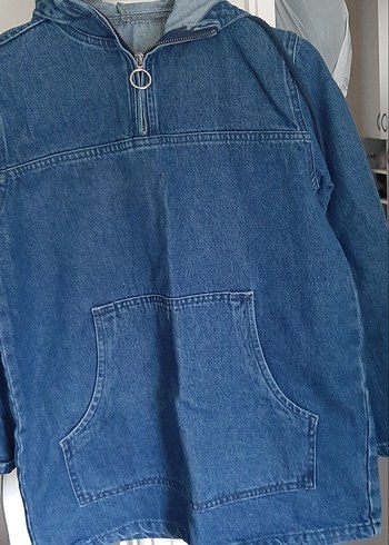Kadın Mavi Midi Denim Ceket zara değildir