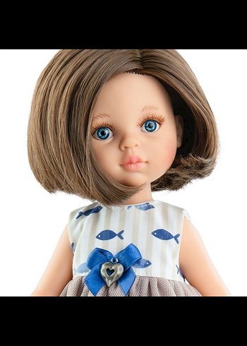 Barbie Gri Elbise ve Mavi Kurdeleli Bebek