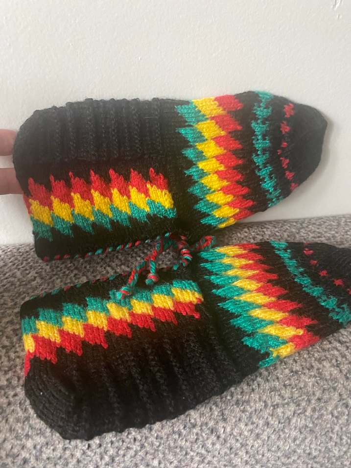 Erkek , bayan Çok Renkli Örgü Bohem Bot - Görsel 5