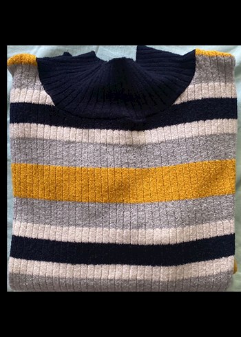 Renkli Çizgili Kadın Triko Kazak - Görsel 7