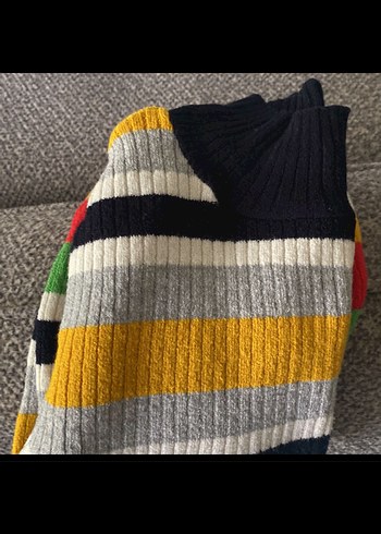 Renkli Çizgili Kadın Triko Kazak - Görsel 5