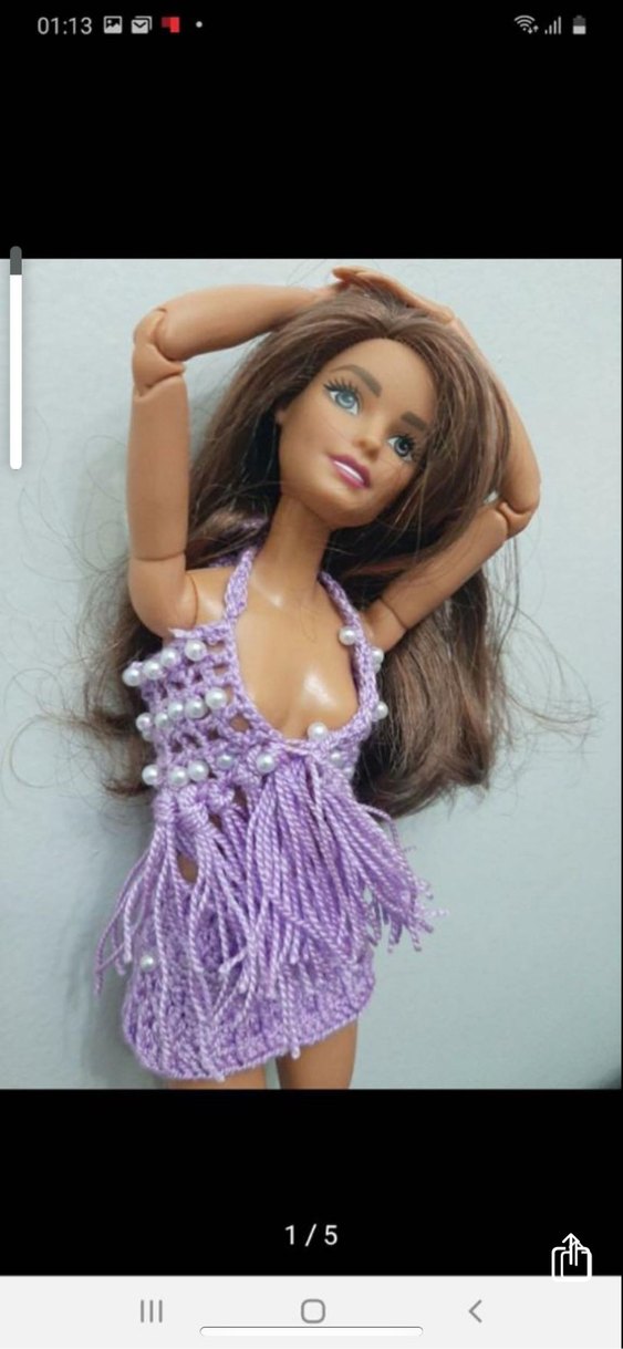 Mor Örgü Elbiseli Bebek - Görsel 2