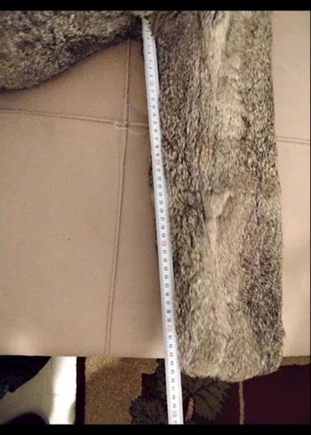 Gri Midi Boy Peluş Kadın Kaban - Görsel 5