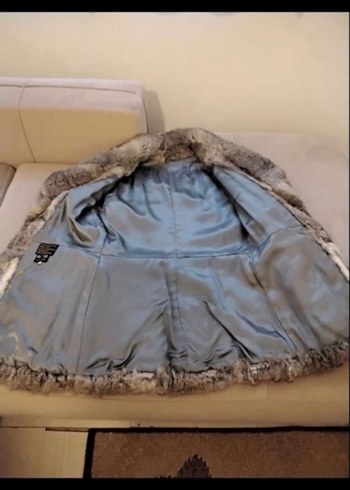 Gri Midi Boy Peluş Kadın Kaban - Görsel 7