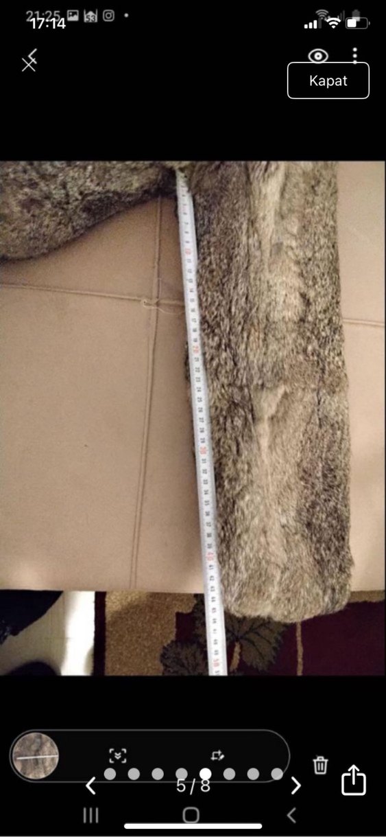 Gri Midi Boy Peluş Kadın Kaban - Görsel 5