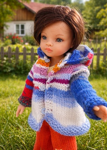 Pastel Renkli Örgü Kapüşonlu hırka - Görsel 3