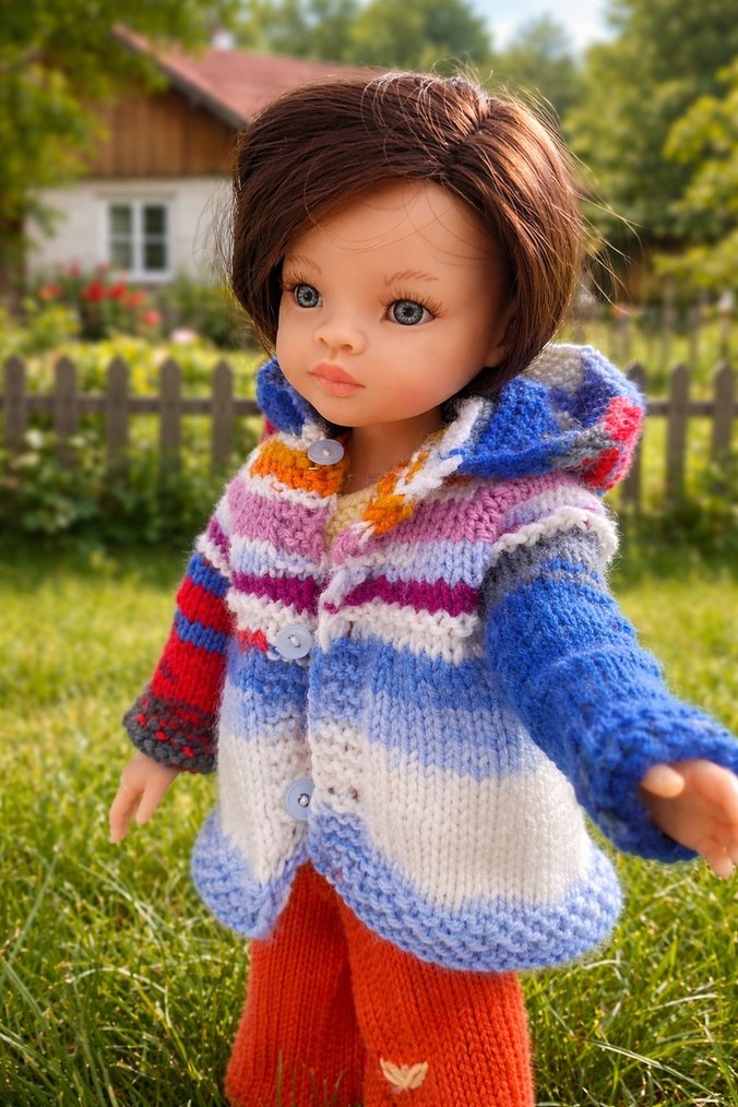 Pastel Renkli Örgü Kapüşonlu hırka - Görsel 3