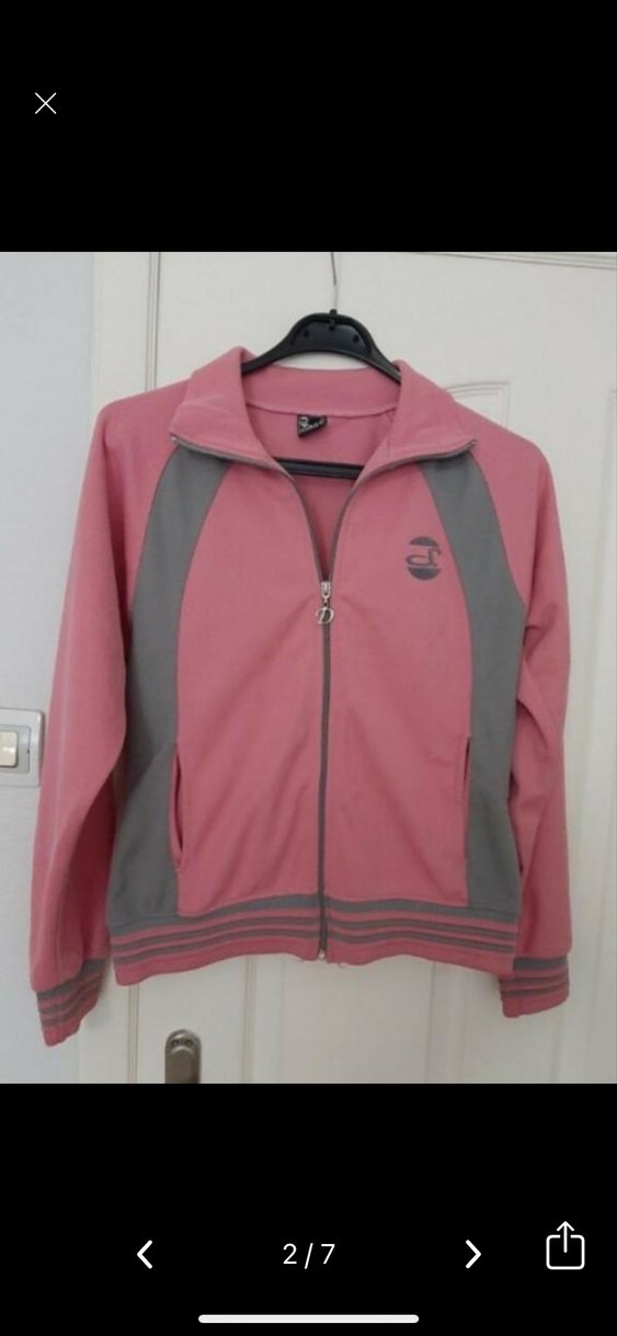 Pembe Gri Fermuarlı Spor Üst - Görsel 2