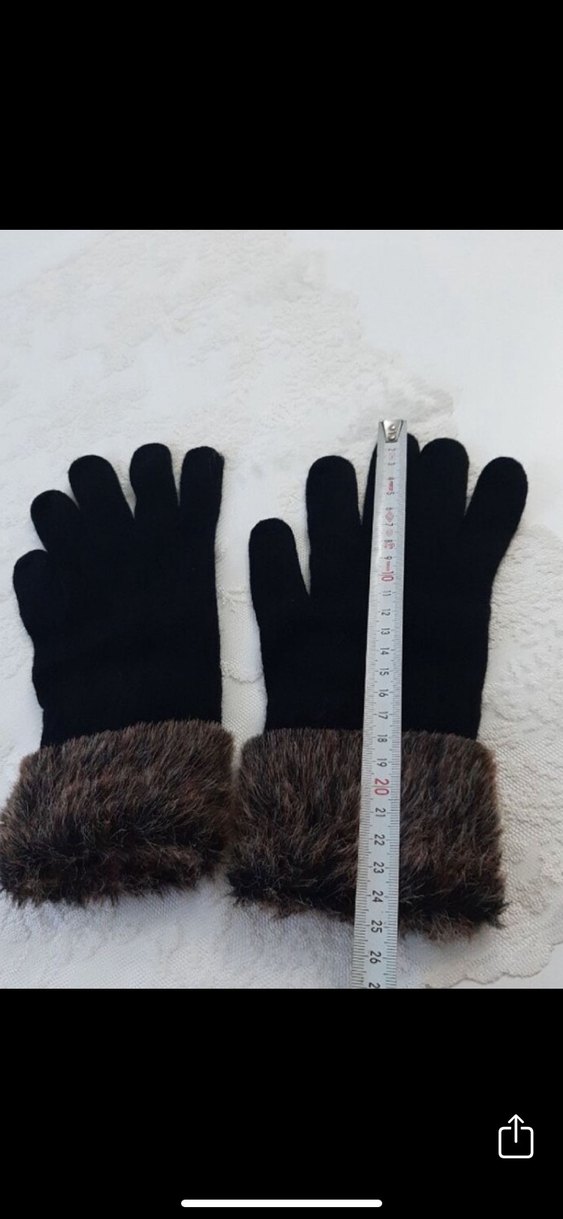 Kürklü Siyah Kadın Eldiven - Görsel 5