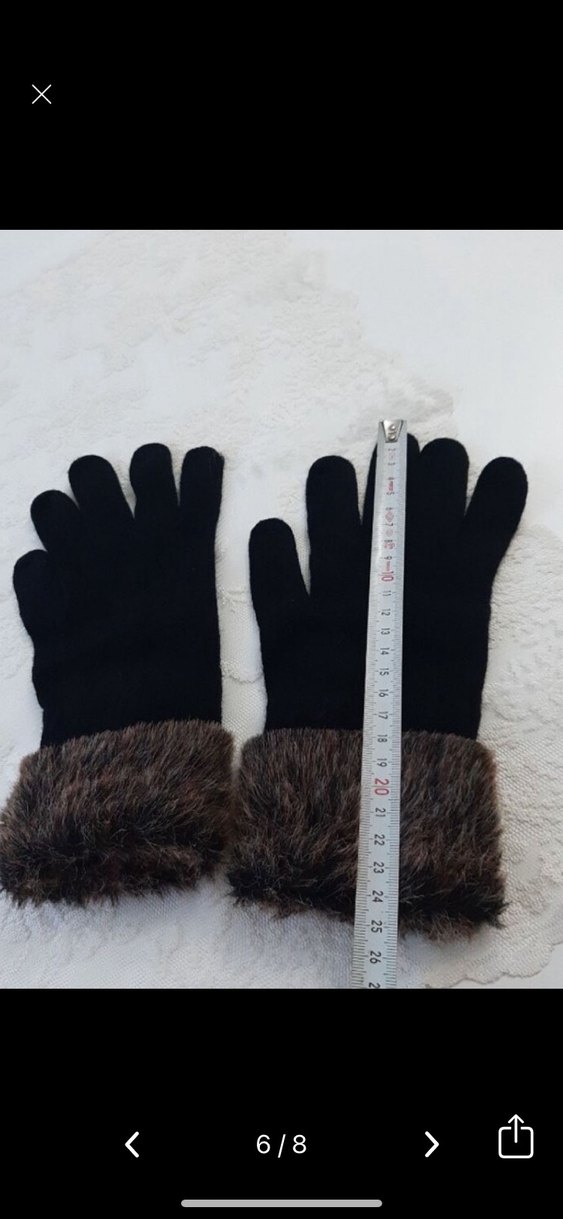 Kürklü Siyah Kadın Eldiven - Görsel 4