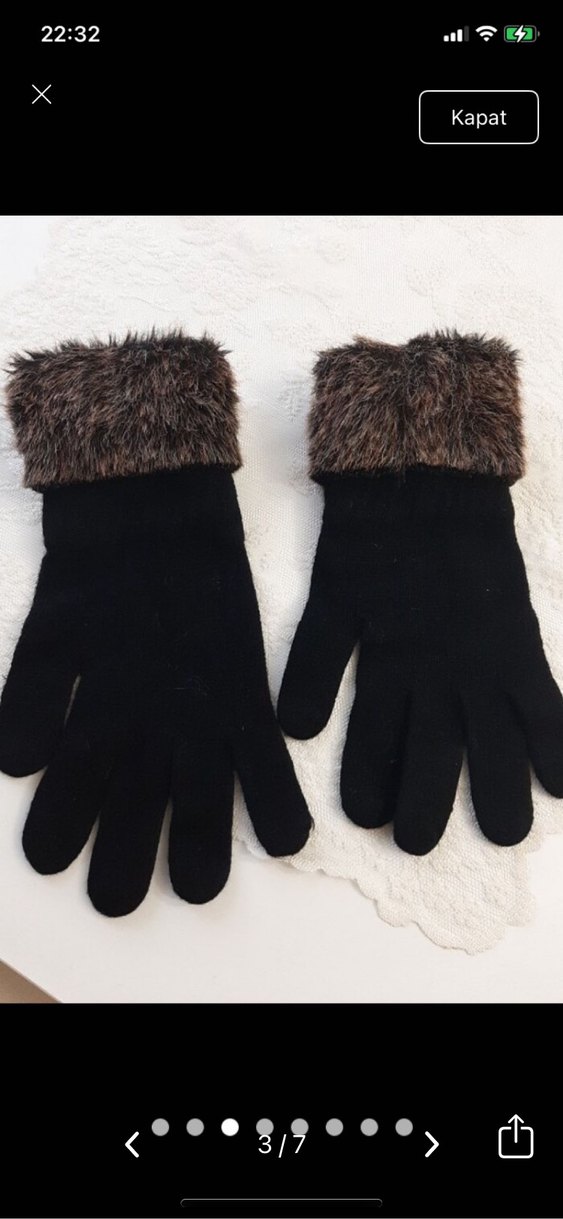 Kürklü Siyah Kadın Eldiven - Görsel 3