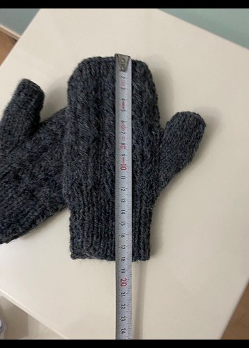 Gri Örgü Parmaksız Kadın Eldiveni - Görsel 4