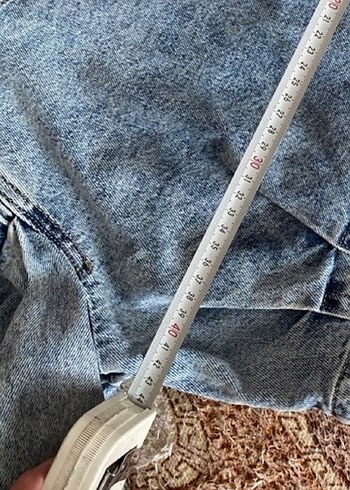 Mavi Batik Desenli Kot Crop Top - Görsel 5