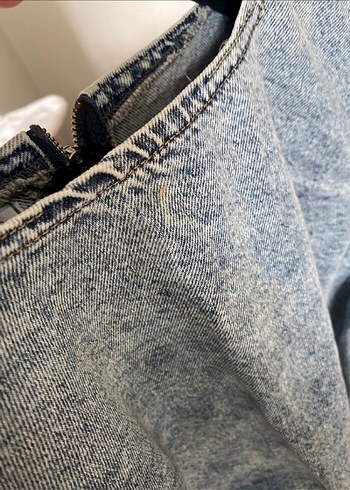 Mavi Batik Desenli Kot Crop Top - Görsel 7