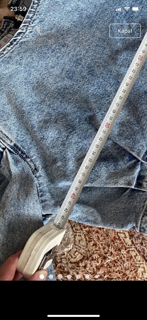 Mavi Batik Desenli Kot Crop Top - Görsel 5