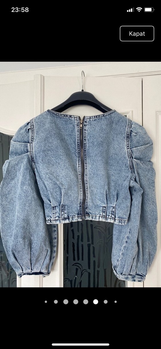 Mavi Batik Desenli Kot Crop Top - Görsel 3