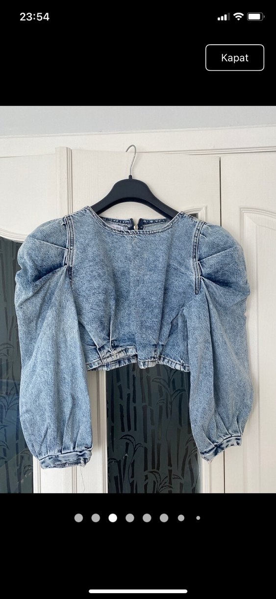 Mavi Batik Desenli Kot Crop Top - Görsel 2