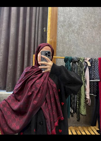 G desen ipek kaşmir çift taraflı bordo şal