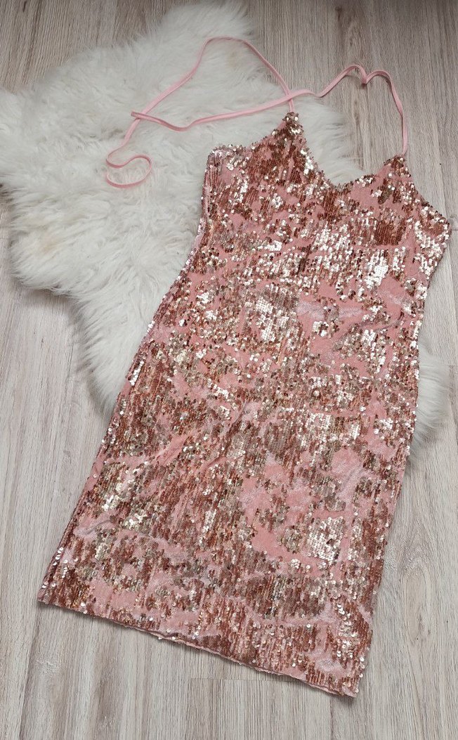 Pembe kadife pullu abiye 
Boy 85 
İki gögus uzeri kol alti 40cm - Görsel 3