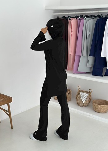 Siyah Uzun Kollu Kadın Etnik Desenli Takım - Görsel 6