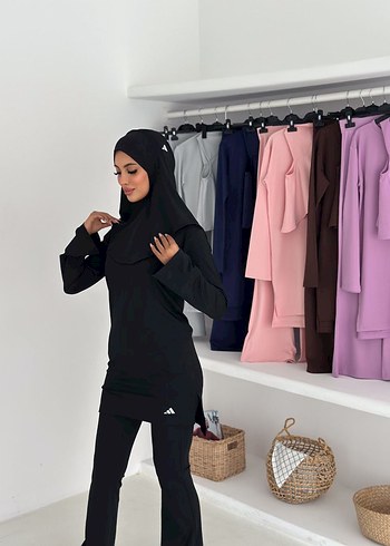 Siyah Uzun Kollu Kadın Etnik Desenli Takım - Görsel 5