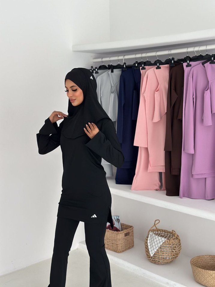 Siyah Uzun Kollu Kadın Etnik Desenli Takım - Görsel 5