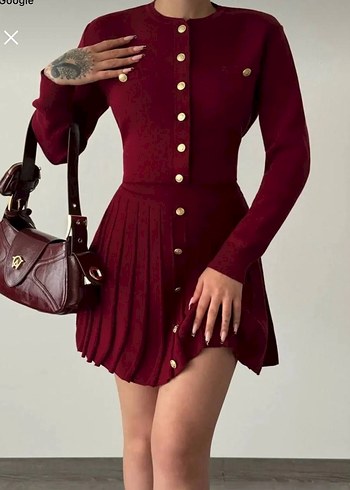 Düğmeli Siyah Mini Deri Elbise - Görsel 2