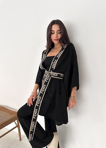 Siyah Uzun Salaş Kimono - Görsel 9