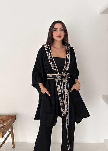 Siyah Uzun Salaş Kimono - Görsel 3