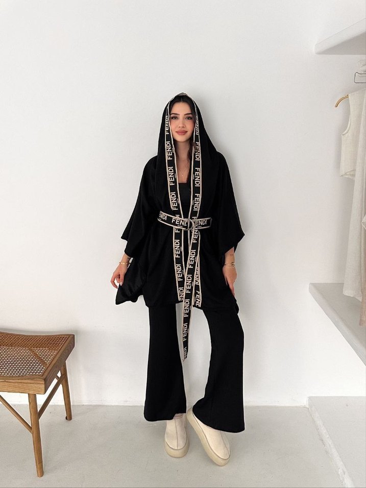 Siyah Uzun Salaş Kimono - Görsel 5