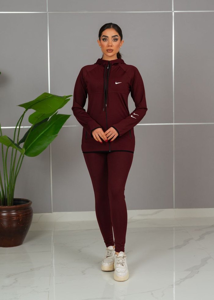 Gri Kadın Fermuarlı Sweatshirt ve Tayt Takımı - Görsel 2