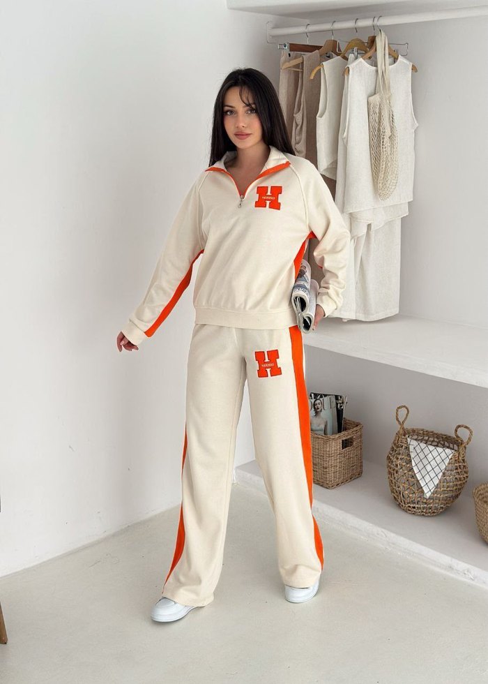 Kadın Lacivert Turuncu Fermuarlı Eşofman Takımı - Görsel 4