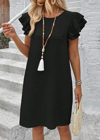 Bohem Gri Kısa Kollu Midi Elbise - Görsel 3