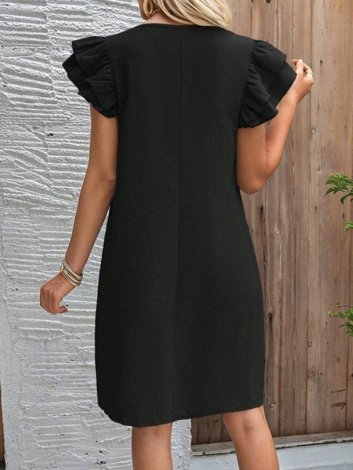 Bohem Gri Kısa Kollu Midi Elbise - Görsel 2