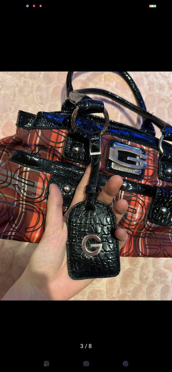 y2k Koyu Kırmızı gothic çanta - Görsel 3