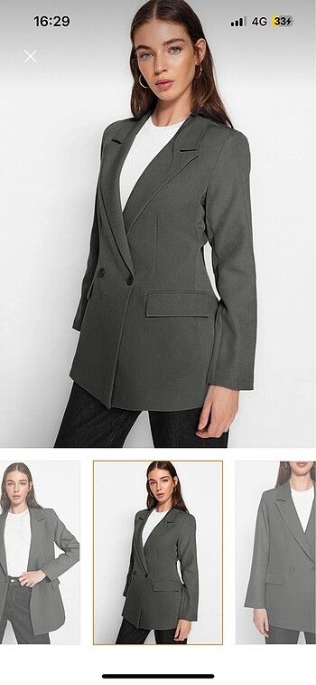 36 Beden gri Renk Blazer ceket