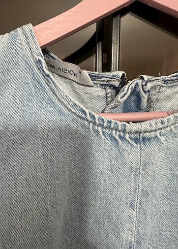 m Beden mavi Renk Mavi Denim Midi Kolsuz Elbise