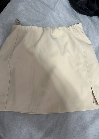 m Beden ten rengi Renk Bej Mini Düğmeli Kadın Blazer Ceket Etek Takım