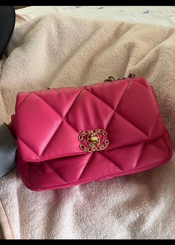 Pembe Deri Kapitone Kadın Çanta - Görsel 2