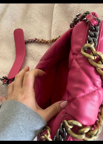 Pembe Deri Kapitone Kadın Çanta - Görsel 7