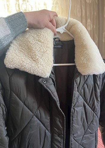 Haki renk Kadın Midi Kışlık Mont - Görsel 6