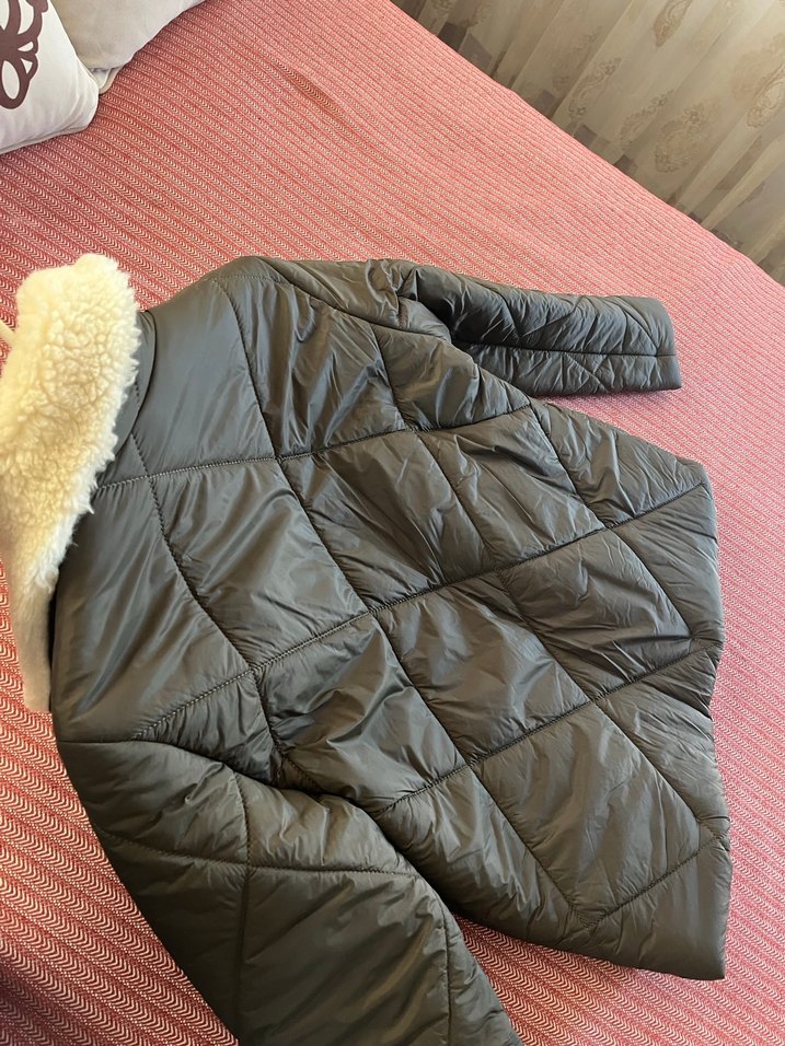 Haki renk Kadın Midi Kışlık Mont - Görsel 5