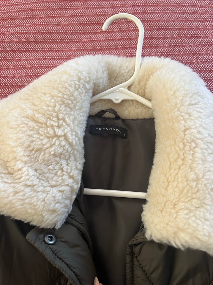 Haki renk Kadın Midi Kışlık Mont - Görsel 2