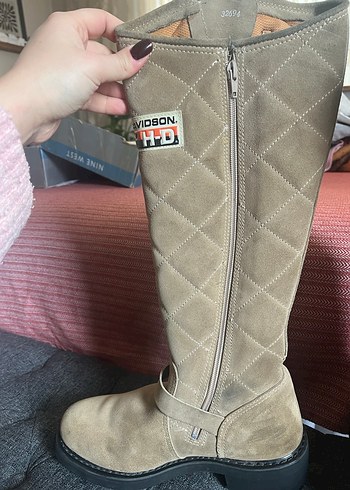 Kahverengi Süet Tokalı Kadın Diz Boyu Bot - Görsel 6