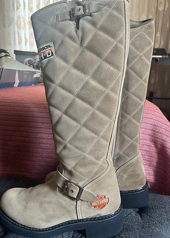 Kahverengi Süet Tokalı Kadın Diz Boyu Bot - Görsel 8