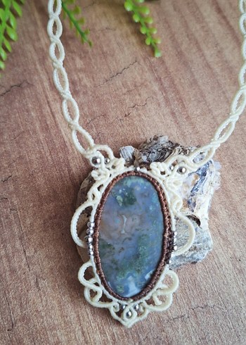 Yosunlu Akik Vintage Kolye  - Görsel 2