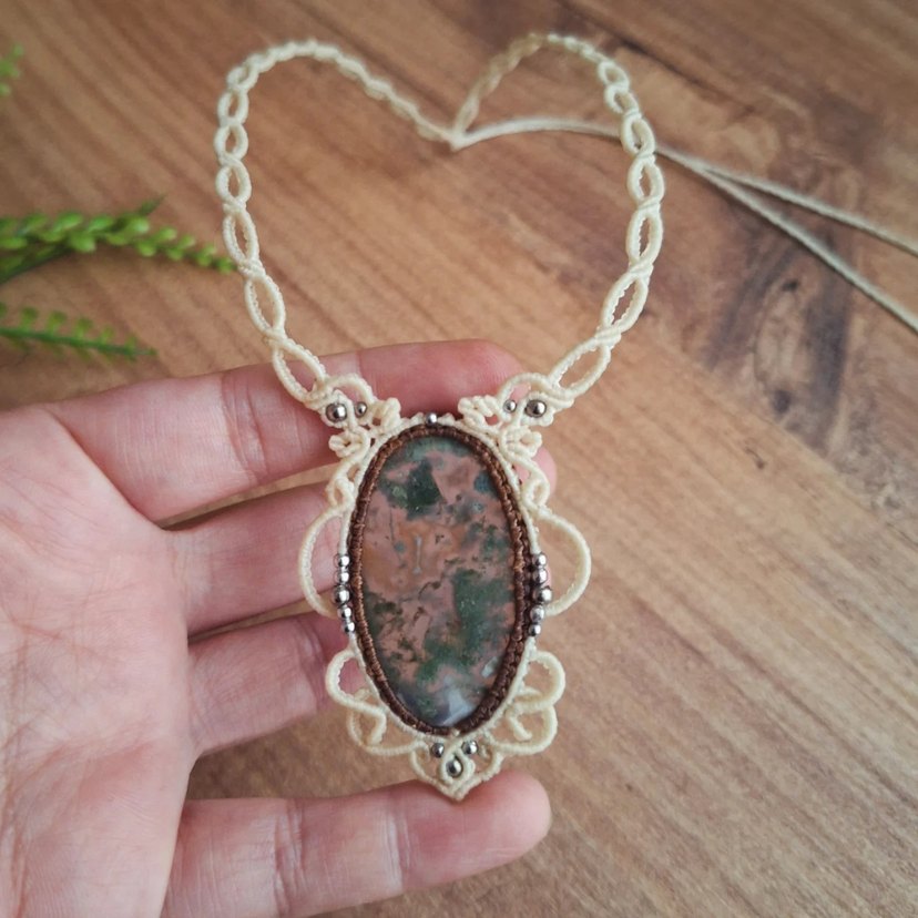 Yosunlu Akik Vintage Kolye  - Görsel 3