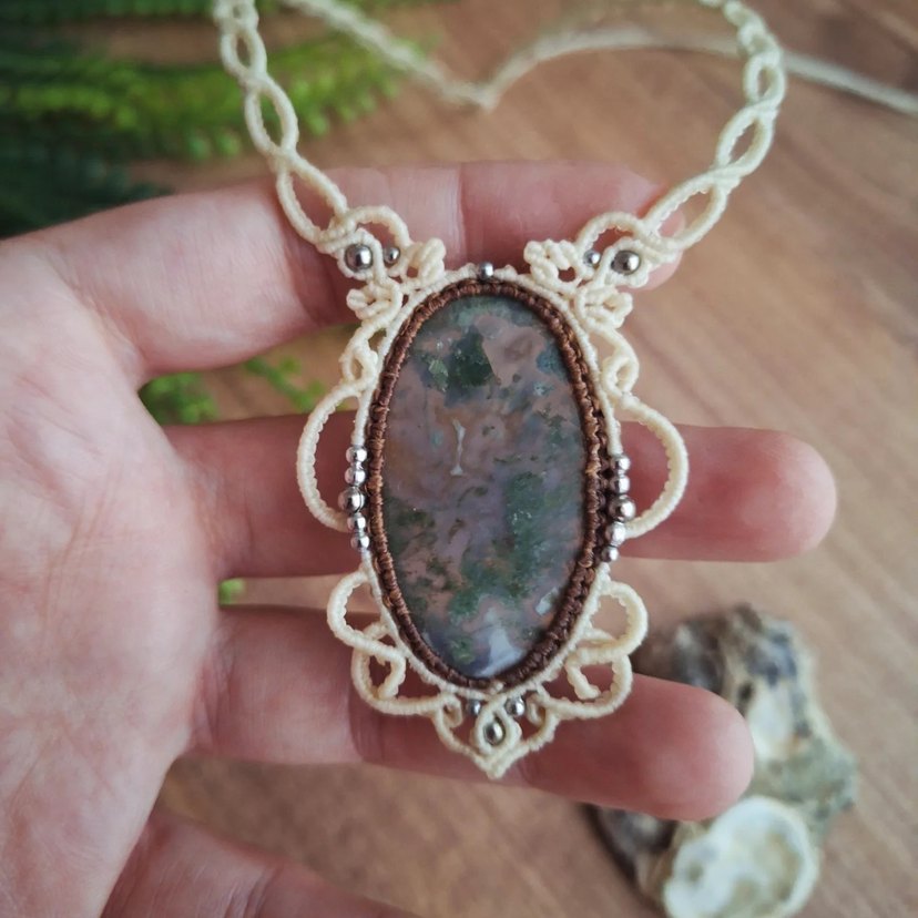 Yosunlu Akik Vintage Kolye  - Görsel 4