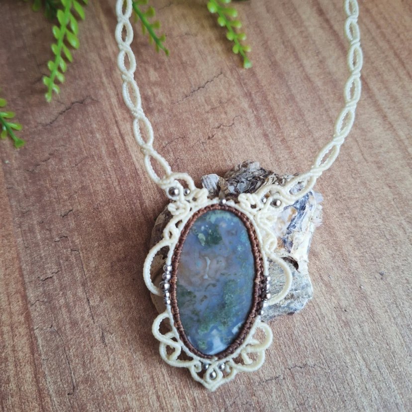 Yosunlu Akik Vintage Kolye  - Görsel 2